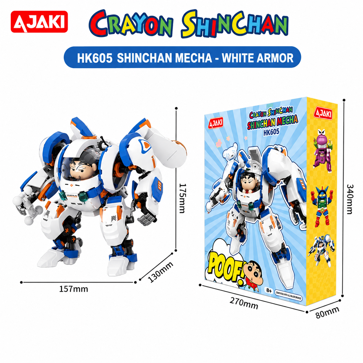 Crayon Shin Chan Mecha Series Building Block - White Dog Armor